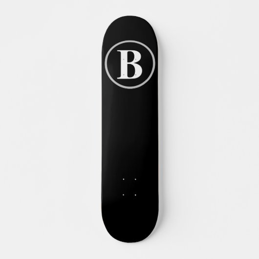 Eenvoudige Elegant Black White Monogram aangepaste Skateboard (Voorkant)