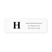 Eenvoudige Elegant Black White Monogram Initiaal r Etiket (Voorkant)