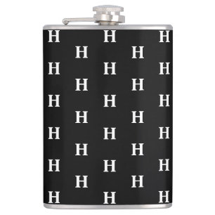 Eenvoudige Elegant Black White Monogrammen Heupfles