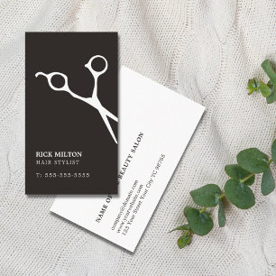 Eenvoudige Elegant Black White Scissor Hairdresser Visitekaartje