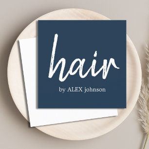 Eenvoudige Elegant Blue White Hair Stylist Vierkante Visitekaartje