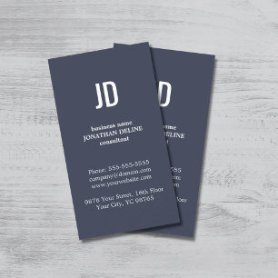 Eenvoudige Elegant Blue White Monogram Consultant Visitekaartje