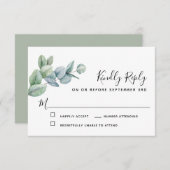 Eenvoudige Elegant Boho Eucalyptus Greenery RSVP (Voorkant / Achterkant)
