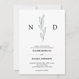 Eenvoudige elegant botanische monogram moderne kaart