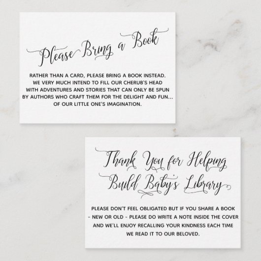 Eenvoudige Elegant Breng een Boekaanvraag Informatiekaartje (Voorkant / Achterkant)