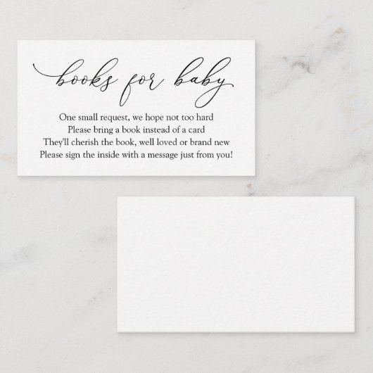 Eenvoudige Elegant Calligraphy Books for Baby Requ Informatiekaartje (Voorkant / Achterkant)