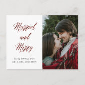 Eenvoudige Elegant Calligraphy Married and Merry P Briefkaart (Voorkant)