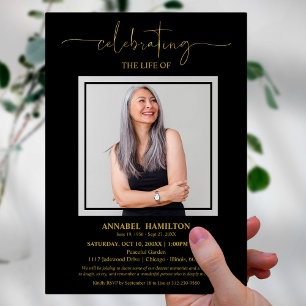 Eenvoudige Elegant Celebration of Life Funeral Pho Kaart