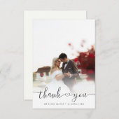 Eenvoudige Elegant Chic Script Passen getrouwd Wed Bedankkaart (Voorkant / Achterkant)