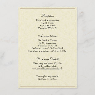 Eenvoudige Elegant Classic Weddenschappen Receptio Kaart