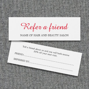 Eenvoudige Elegant Clean Red White Referral-Kaart Mini Visitekaartjes