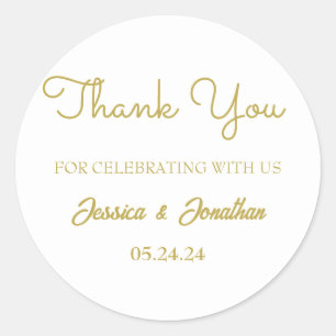 Eenvoudige Elegant dank u bruiloft gunst Ronde Sticker