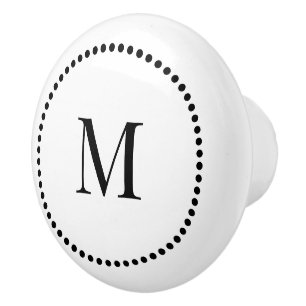 Eenvoudige Elegant Dot Border Single Initiaal Mono Keramische Knop