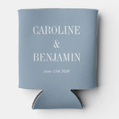 Eenvoudige Elegant Dusty Blue Custom Weddenschap N Blikjeskoeler (Voorkant)