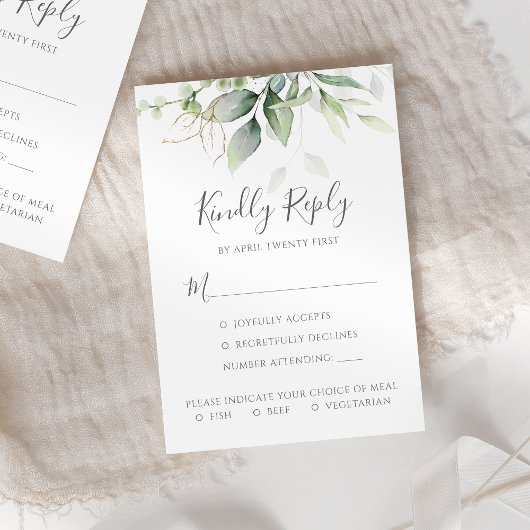 Eenvoudige Elegant Eucalyptus Weddenschap RSVP Kaartje
