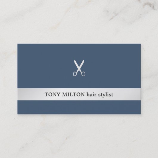 Eenvoudige Elegant Faux Silver Scissor Hair Stylis Visitekaartje (Voorkant)