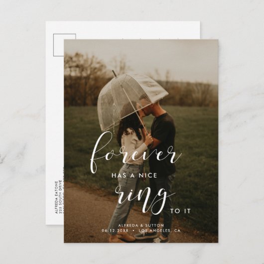 Eenvoudige elegant Forever heeft een mooie ring va Aankondigingskaart (Voorkant / Achterkant)