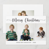 Eenvoudige Elegant-fotocollage-kaart voor kerstmis Feestdagenkaart (Voorkant / Achterkant)
