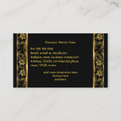 Eenvoudige Elegant Gold Black Floral Damask Visitekaartje (Achterkant)