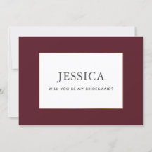 Eenvoudige Elegant Gold Burgundy Wine Bridesmaid C
