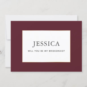 Eenvoudige Elegant Gold Burgundy Wine Bridesmaid C Save The Date