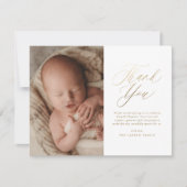Eenvoudige Elegant Gold Calligraphy Baptisme Bedankkaart (Voorkant)