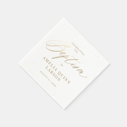 Eenvoudige Elegant Gold Calligraphy Script Baptism Servet (Hoek)