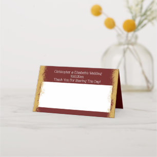 Eenvoudige Elegant Gold Colour Red Wedk Place Card