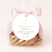 Eenvoudige Elegant Gold Cross Baptisme Christening Bedankjes Labels