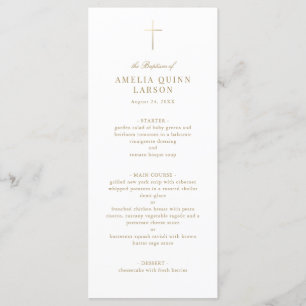 Eenvoudige Elegant Gold Cross Baptisme Christening Menu