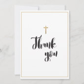 Eenvoudige Elegant Gold Cross Custom Baptisme Bedankkaart (Voorkant)