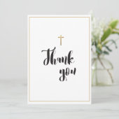 Eenvoudige Elegant Gold Cross Custom Baptisme Bedankkaart (Staand voorkant)