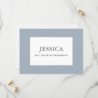 Eenvoudige Elegant Gold Dusty Blue Bridesmaid-kaar Save The Date