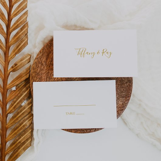 Eenvoudige Elegant Gold Flat Wedding Place Card Plaatskaartje