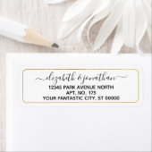 Eenvoudige Elegant Gold Hand Lettered Script Weddi Etiket (Insitu)