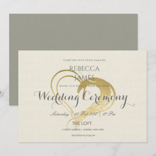 EENVOUDIGE ELEGANT GOLD HEART TYPOGRAPHY WEDING KAART