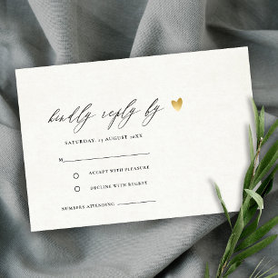 EENVOUDIGE ELEGANT GOLD KRAFT TYPOGRAPHY RSVP KAARTJE
