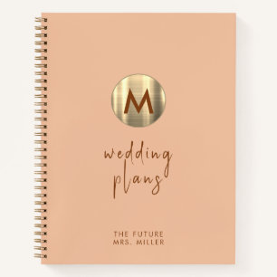 Eenvoudige Elegant Gold Monogram Weddenschap Plann Notitieboek