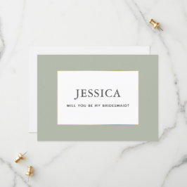 Eenvoudige Elegant Gold Sage Green Bridesmaid-kaar Save The Date