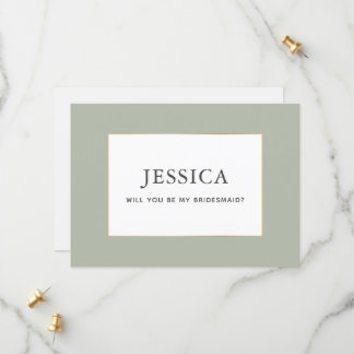 Eenvoudige Elegant Gold Sage Green Bridesmaid-kaar Save The Date