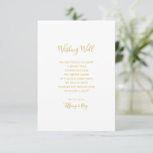 Eenvoudige Elegant Gold Wedding Wishing-kaart Informatiekaartje