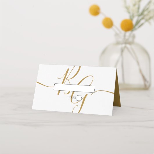 Eenvoudige Elegant Golden Initialen Weddenschap (Voorkant)