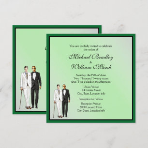 Eenvoudige Elegant Green Gay Wedding Invite Kaart