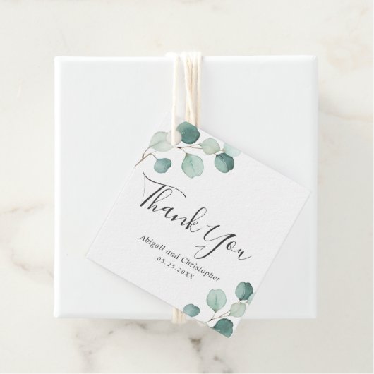 Eenvoudige Elegant Greenery Rustic Eucalyptus Wedd Bedankjes Labels (In situ)