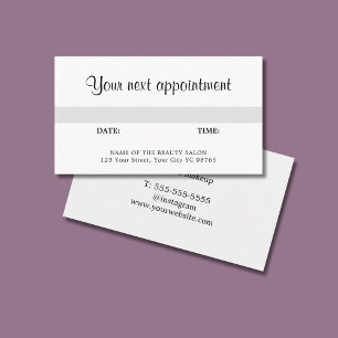 Eenvoudige Elegant Grey White Beauty Salon Afsprakenkaartje