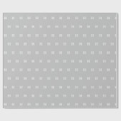 Eenvoudige Elegant Grey White Monogrammen Wra Cadeaupapier (Vlak)
