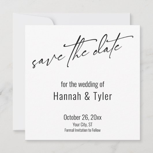 Eenvoudige Elegant handschrift Script Typografie Save The Date (Voorkant)