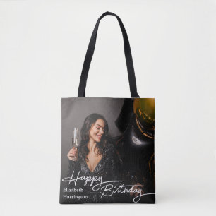 Eenvoudige Elegant Happy Birthday Foto Draagtas