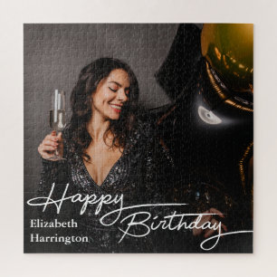 Eenvoudige Elegant Happy Birthday Foto Legpuzzel