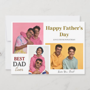 eenvoudige Elegant Happy Vaderdag Three foto Feestdagenkaart